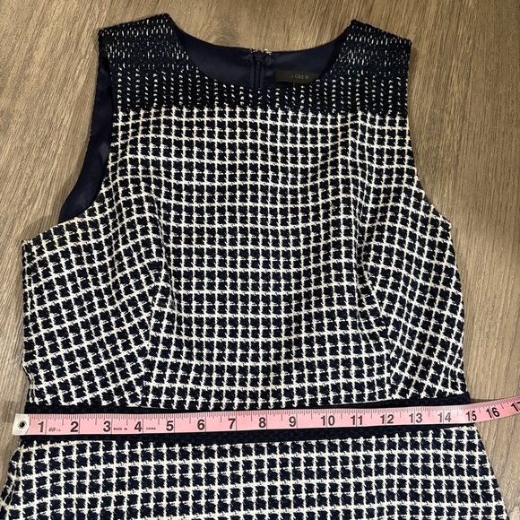 J Crew Sz 6 Navy & White Check Tweed Sleeveless Pencil Dress Knee Length Preppy - Picture 11 of 15